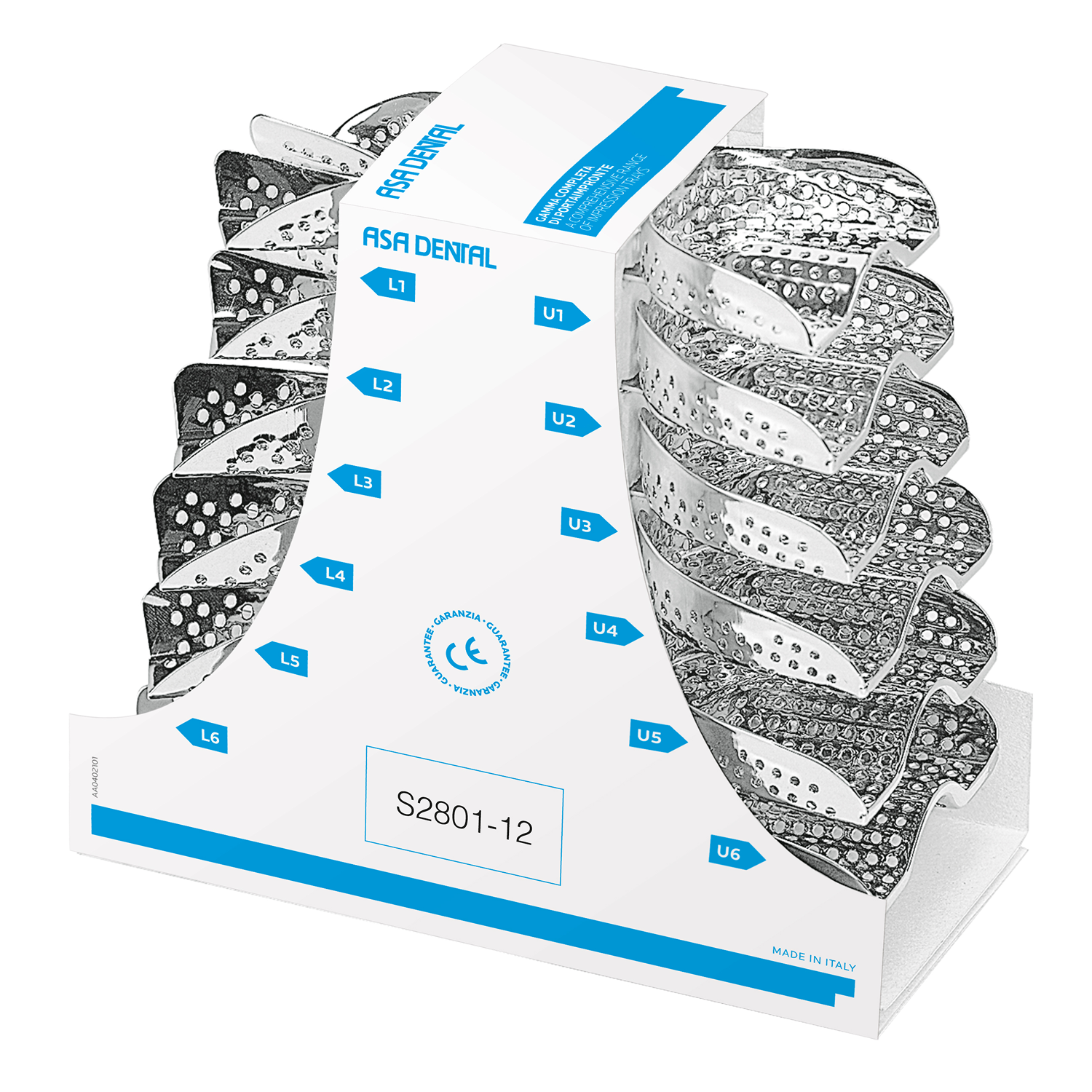 Ложки слепочные перфорированные без бортиков, набор 12 шт S2801-12