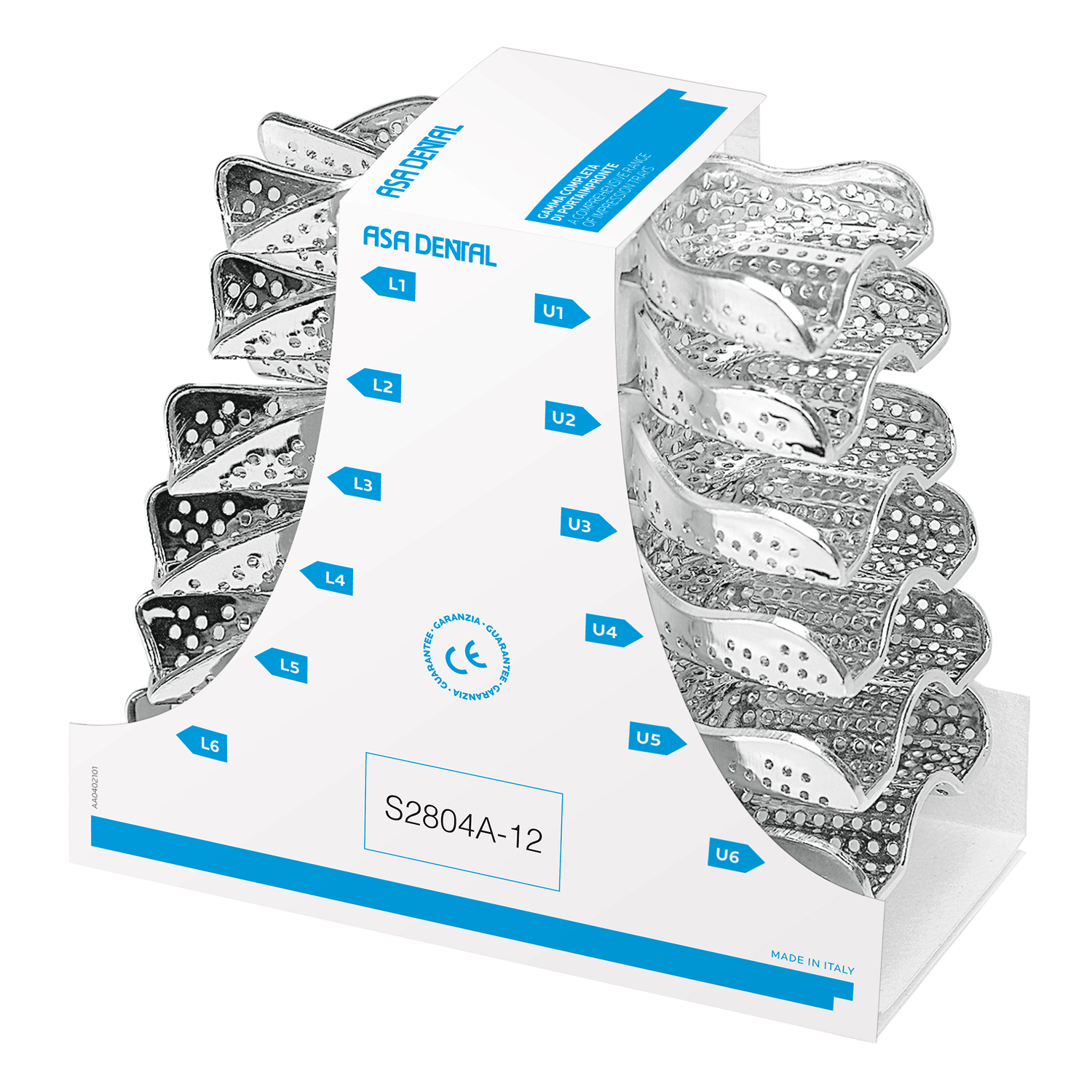 Ложки слепочные анатомические PERMA-LOCK перфорированные с бортиками, набор 12 шт S2804A-12