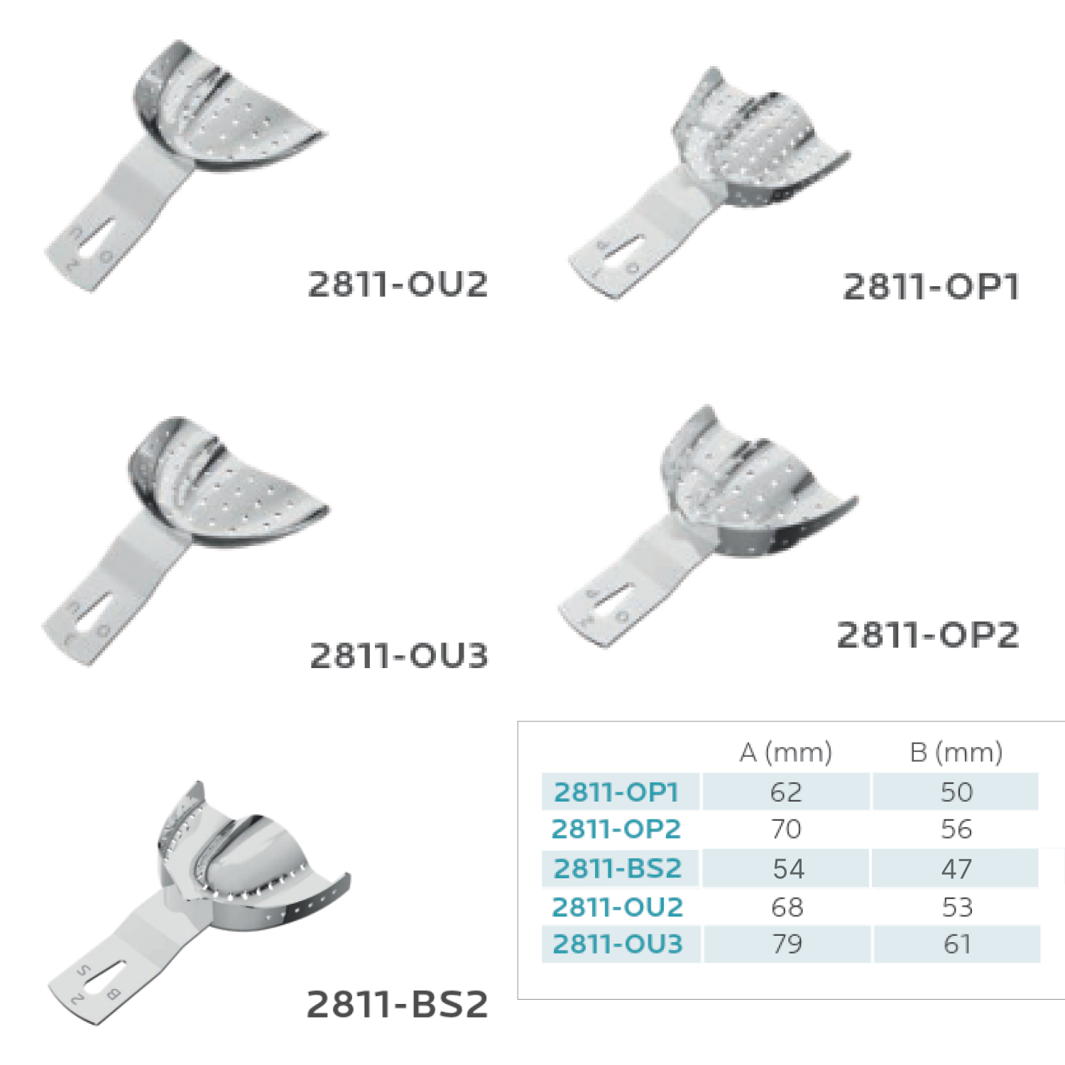 Ложки слепочные EHRICKE перфорированные без бортиков 2811-OU,OP,BS