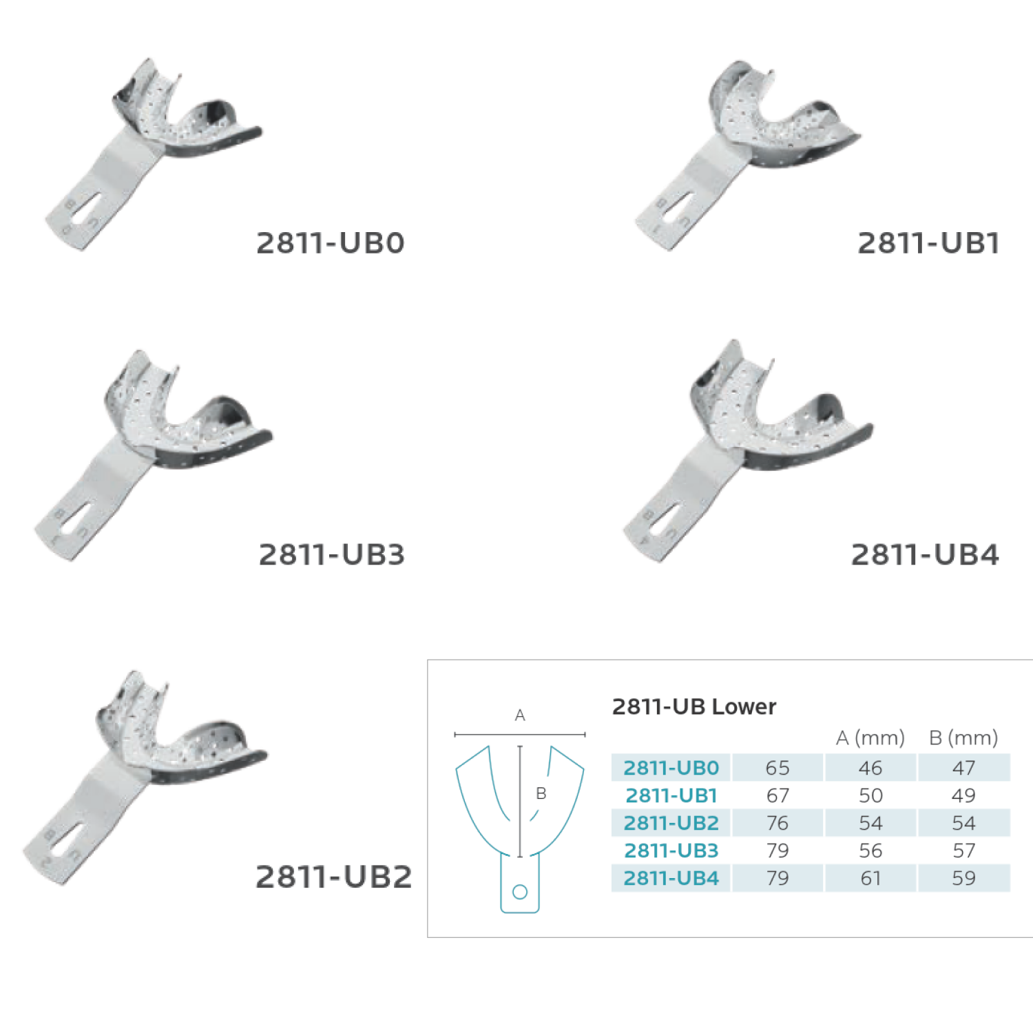 Ложки слепочные EHRICKE перфорированные без бортиков 2811-UB